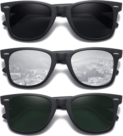 Retro Polarized Sunglasses for Women Men Classic Mirror Lens Driving Trendy Sun Glasses UV Protection (3 Pack)