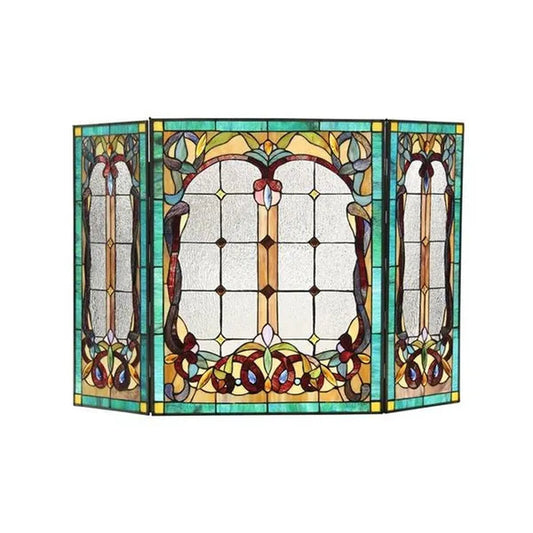 Chloe Lighting CH3F375VG44-GFS Lucian, Tiffany-Style 3Pcs Folding Victorian Fireplace Screen - 44 x 28 in.