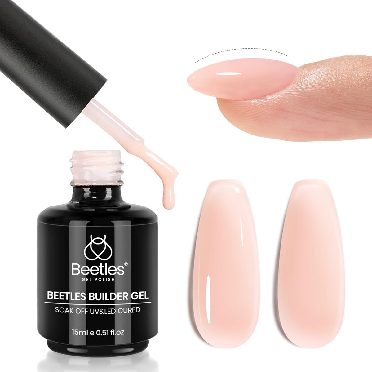 Beetles Builder Nail Gel 12 Pcs, 8-in-1 Pink Pastel Nude Gel Builder for Nails Beige White Colors Hard Gel Builder Extension Gel Nail Strengthener Nail Art Design Spring Gifts for Girls and Women