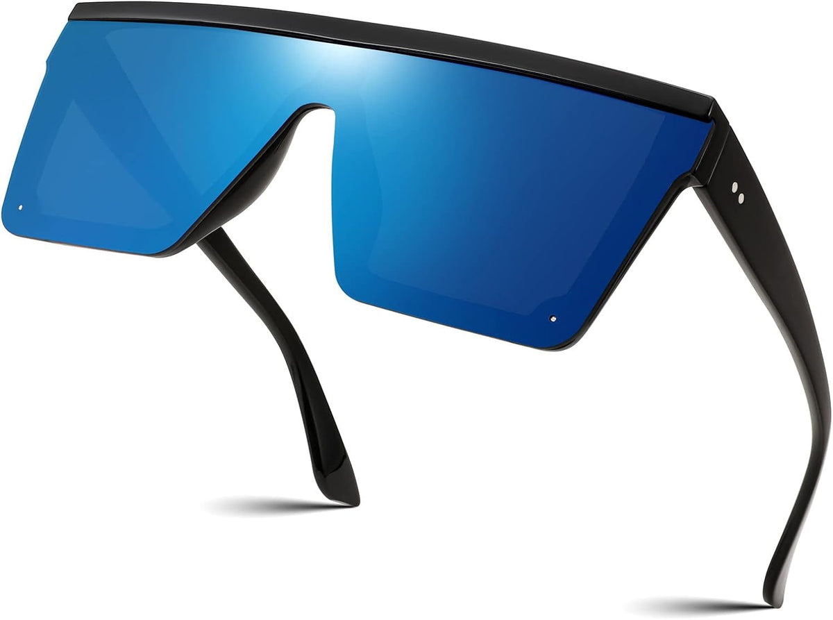 Oversized Sunglasses Mens Womens Flat Top Square Trendy Visor Shades UV400 B2470