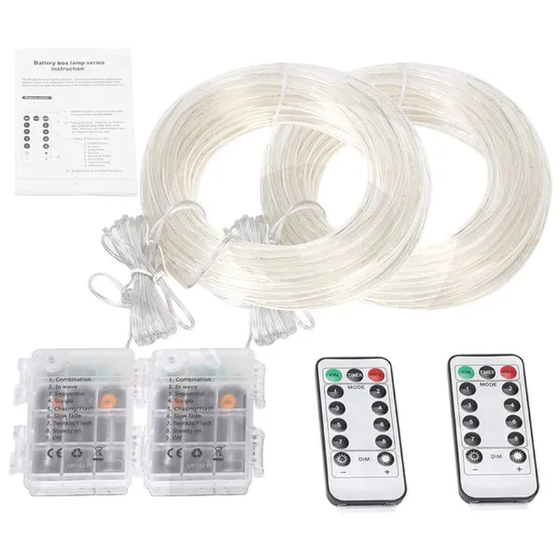 Battery Powered Rope Lights LED Fairy String Lights with Remote Control Garden Tube Lighting Strings Christmas Holiday Decoration