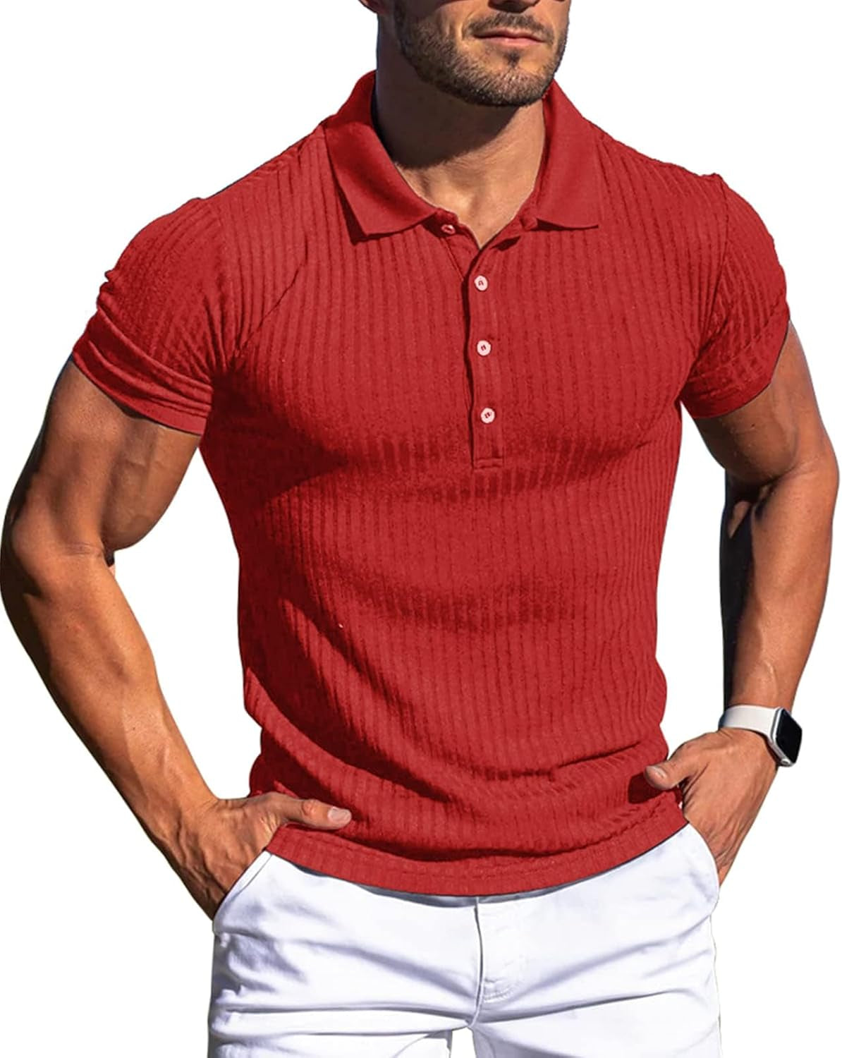 Muscle Polo Shirts for Men Slim Fit Short Sleeve Golf Shirts Men Dry Fit Shirts Casual Stylish Clothes