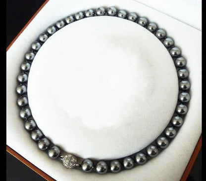 Hot sales 8mm white black brown color south sea shell pearl necklace bracelet earrings set handmade jewelry