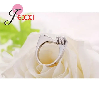 Unique Design Women Wedding Ring 925 Sterling Silver Emerald Green Crystal Lady Engagement Rings Jewelry High Quality