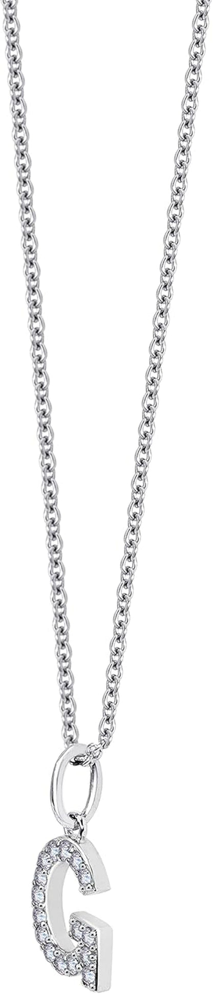 Platinum Plated Sterling Silver Infinite Elements Cubic Zirconia Initial Pendant Necklace, (Previously Amazon Collection)
