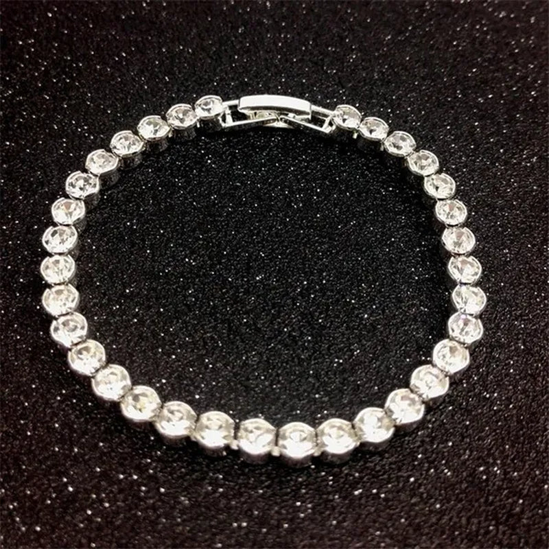 Trendy Romantic Lady Gold Plated Crystal Zircon Beaded Chain Bracelet Women Charm Gorgeous Exquisite Bracelets Valentine's Gift Party Wedding Jewelry