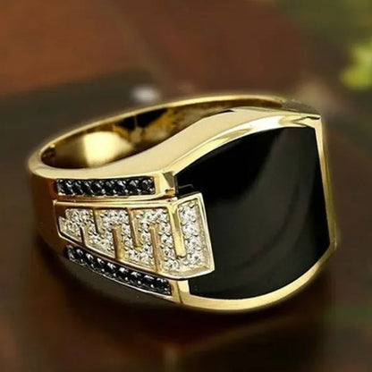 Business Men's Fashion Jewelry   Natural White Sapphire Black Diamond Ring Luxury Men's Engagement Wedding Ring Anniversary Business Banquet Party Jewelry Size US6-14