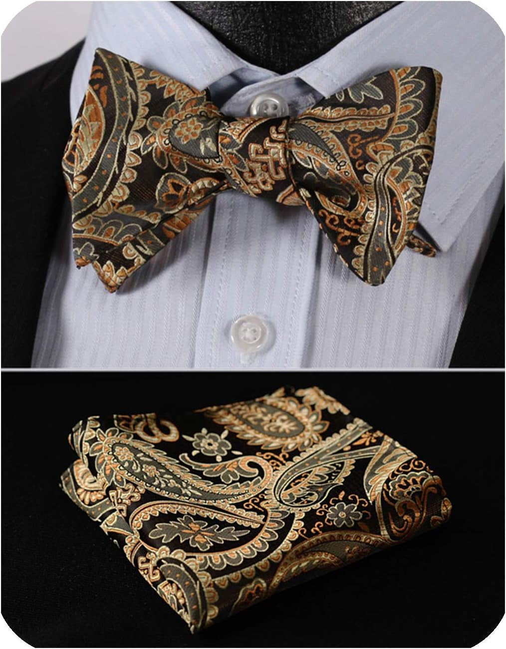 Bow Ties for Men Paisley Bowties Mens Self Tie Bow Tie and Pocket Square Set Formal Tuxedo Wedding Bowtie