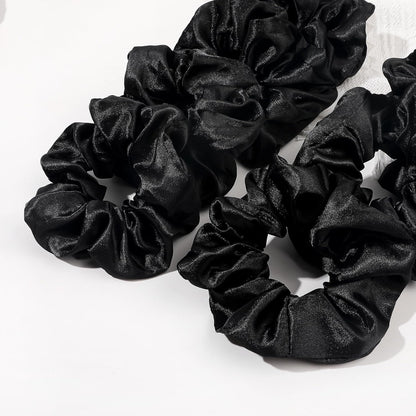 16 Pcs Scrunchies for Women - Black Satin Silk Scrunchies for Girls Hair Ties Elastics Bands Ponytail Holder Hair Accessories