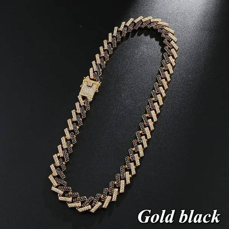 Iced Out Cuban Link Chain Necklace Chain Hip Hop Jewelry Choker Gold Silver Chain for Men Rapper Necklaces Bracelet 8-30 Inch