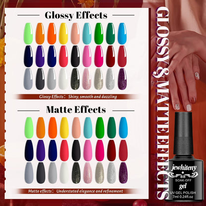 30PCS Gel Nail Polish Kit 27 Colors Gel Polish Set Gel Nail Kit Soak Off Nail Gel Polish Set for Manicure Nail Art Salon/Home Starter Kit