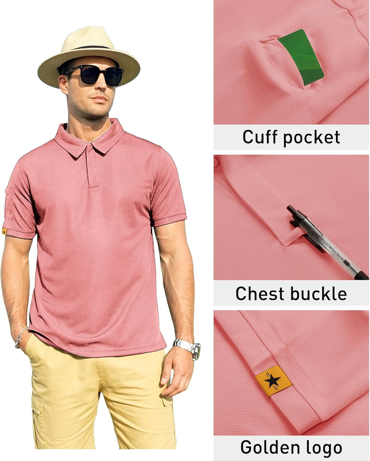 Mens Polo Shirt Short Sleeve Sports Tactical T-Shirt Athletic Golf Polos Daily Casual Stylish Collared Shirts for Men