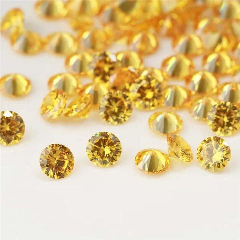 2Pcs/Set 6.5Mm 1Ct Yellow Diamond round Excellent Cut Loose Gemstone