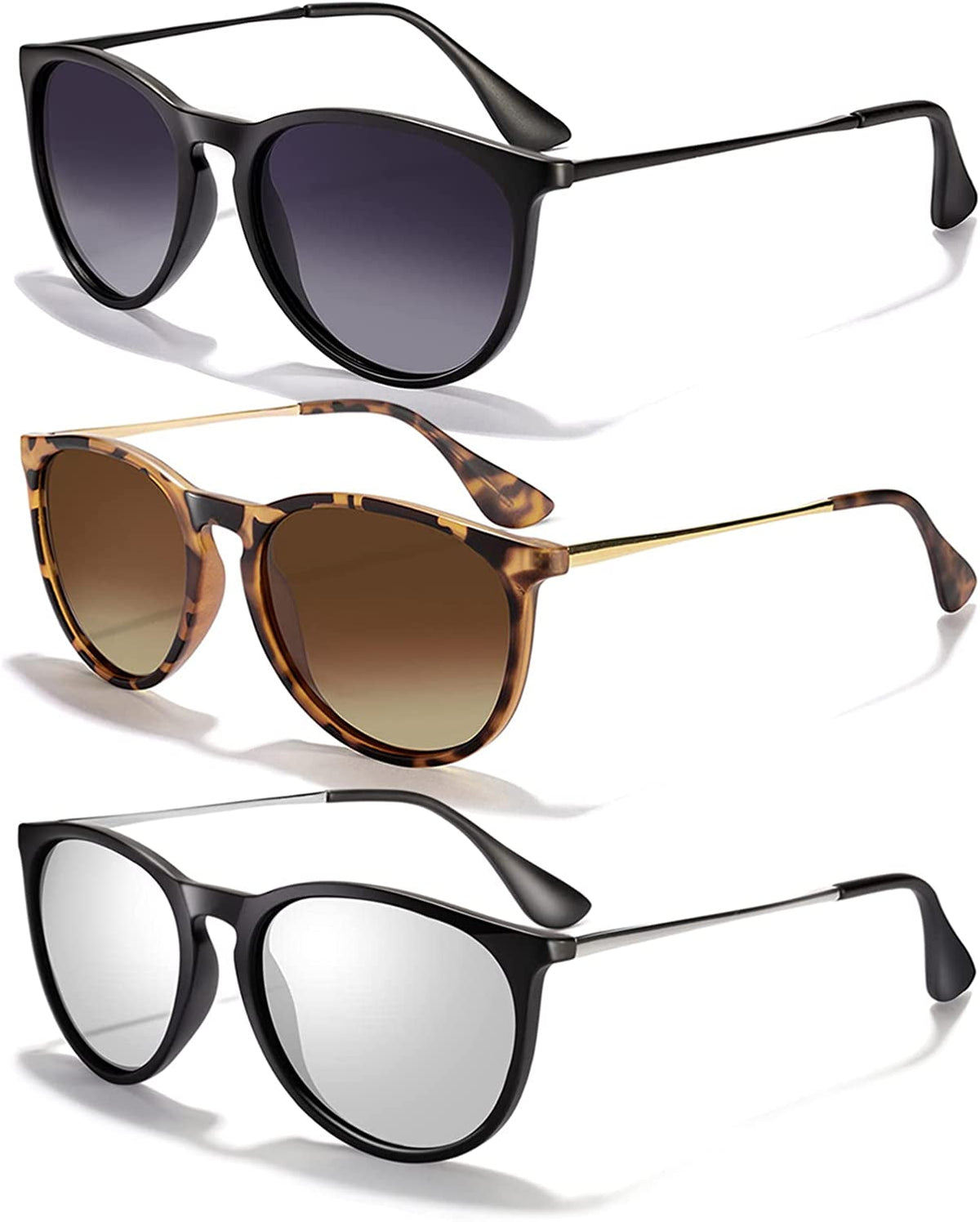 Sunglasses Womens Men Polarized UV Protection Trendy Vintage Retro Round Mirrored Lens Sunglasses For Women