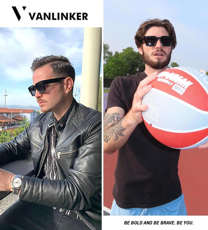 Thick Square Sunglasses for Men Women Retro Chunky Rectangle Shades UV400 Protection VL9731