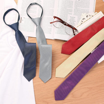 Men'S Skinny Pretied Solid Color Zipper Ties Neck Adjustable Strap Wedding Groom Tie