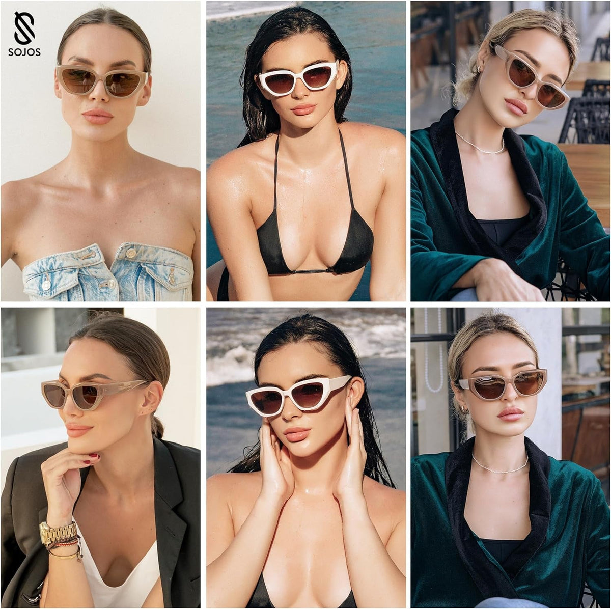 Trendy Cute Cat Eye Polarized Sunglasses for Women Fashion Cateye Womens Sunnies SJ2237