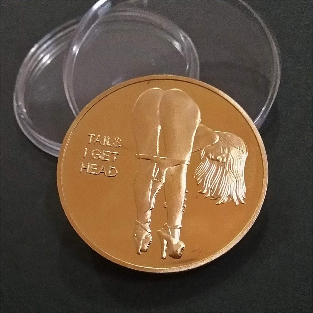 1Pcs Gold Head and Tail Challenge Coin Gilded Commemorative Coin Russian Sexy Nude Girl Coin Adult Decision Coin for Souvenir 4X4X0.3Cm Alloy