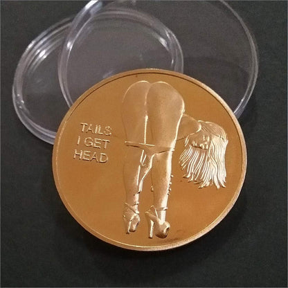 1Pcs Gold Head and Tail Challenge Coin Gilded Commemorative Coin Russian Sexy Nude Girl Coin Adult Decision Coin for Souvenir 4X4X0.3Cm Alloy