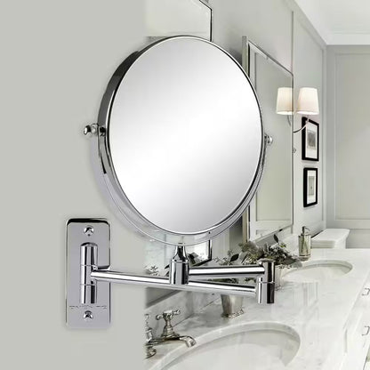 Small round Wall Mounted Polished Chrome Makeup Mirror (11 In. H X 1.4 In. W), 1X-10X Magnification
