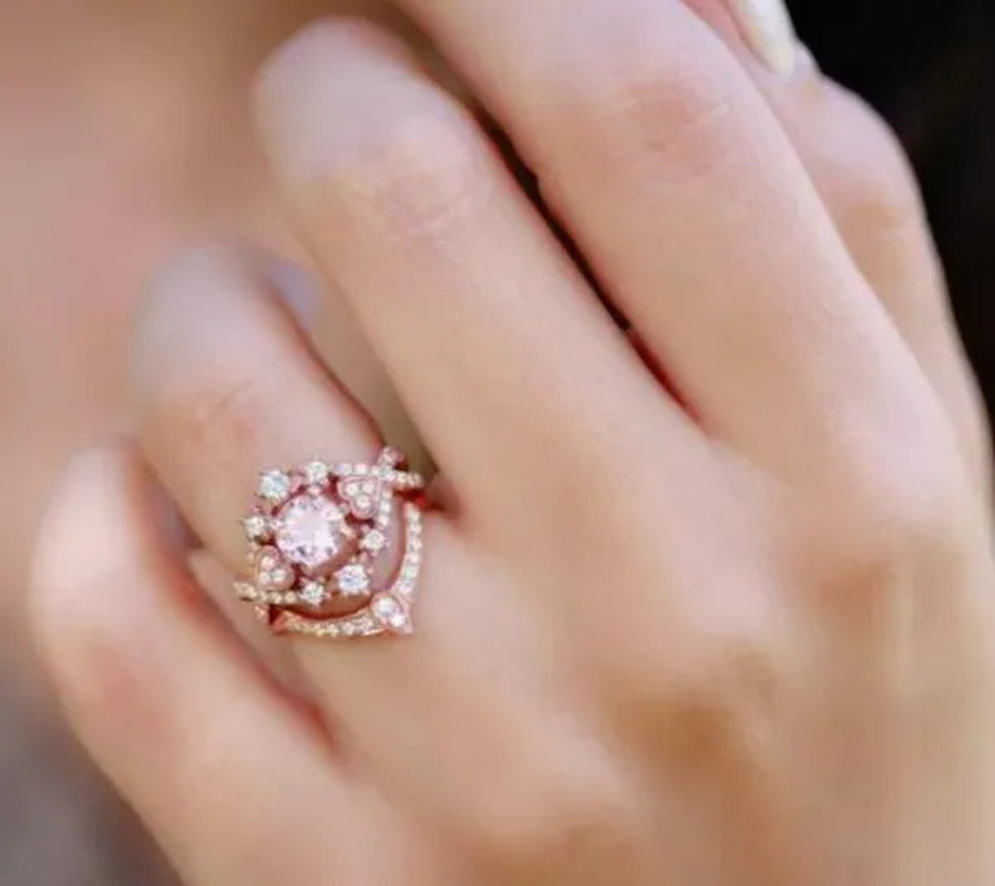 Exquisite Ladies Fashion Jewelry Anniversary Promise Gift Princess Party Rings Bridal Engagement Wedding Ring Set Size 5-11