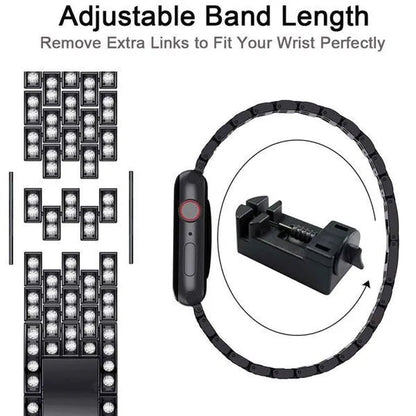 Compatible with Apple Watch Bands 44mm 42mm 40mm 38mm for iWatch Strap Series 6/SE/5/4/3/2/1 Replacement Metal Wristband Bling Diamond Band
