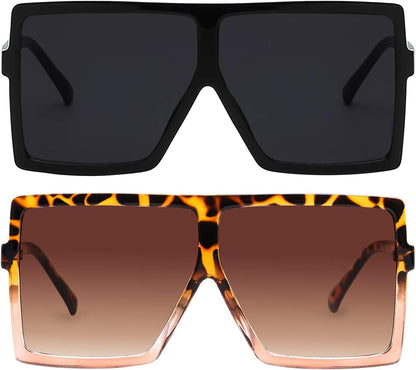 Square Oversized Sunglasses for Women Men Flat Top Fashion Shades