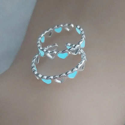 Hot Adjustable Heart Shape Luminous Ring Glow In The Dark  Ring Lady Glow Hollow Heart Love