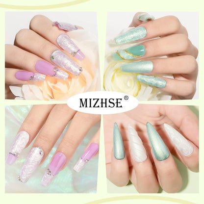 Pearl Top Coat Gel Nail Polish, Mermaid Glitter Nail Gel Polish 2-IN-1 Shiny Shell Thread Drawing Soak off UV LED Nail Gel for Nail Salon Home DIY Manicure 1PC 10Ml