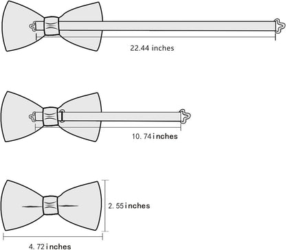 Paisley Striped Bow Tie for Men Silk Pre-Tied Bowtie Pocket Square Cufflinks Set Formal Wedding Party Prom