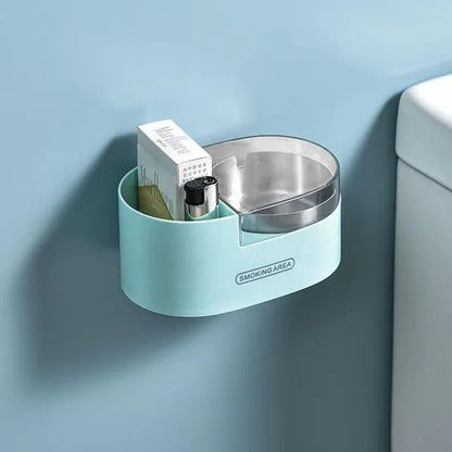 Stainless steel wall-mounted ashtray with lid,cigarette Storage Rack Creative Bathroom Wall Stainless Steel Ashtray