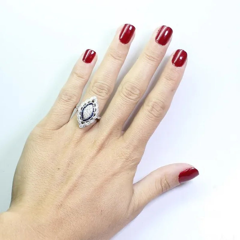 Antique Art Deco Big Ring Bridal Wedding Marriage Engagement Luxury Jewelry