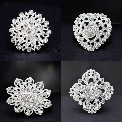 24Pcs Lot Rhinestone Crystal Flower Brooches Pin Set
