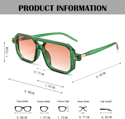 Retro Square 70S Flat Aviator Sunglasses Women Men Vintage Trendy Plastic Frame Sun Glasses UV400 Protection