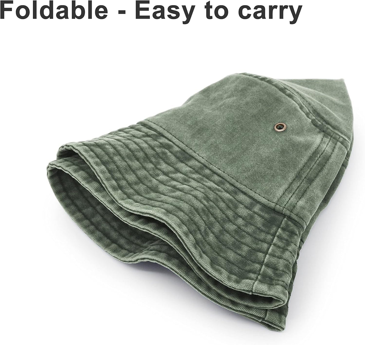 Bucket Hat, Wide Brim Washed Denim Cotton Outdoor Sun Hat Flat Top Cap for Fishing Hiking Beach Sports