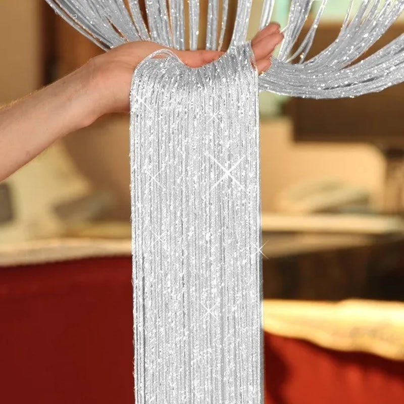 Fashion 200cm*100cm String Sparkle Curtains Fly Screen Fringe Tassel Curtain Room Divider Door Window Decor