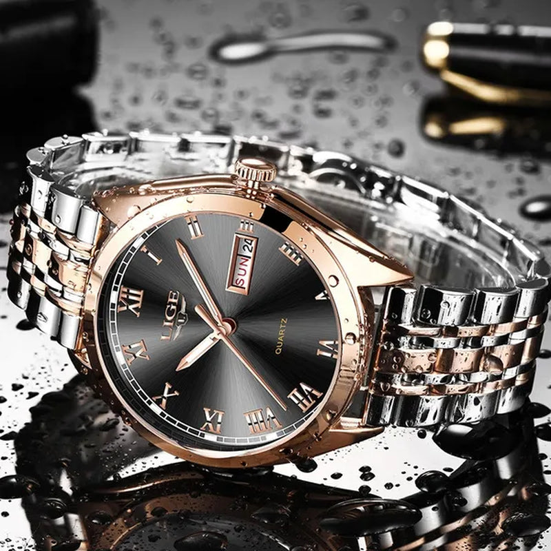 2019 LIGE New Rose Gold Women Watch Business Quartz Watch  Luxury Female Wrist Watch Girl Clock