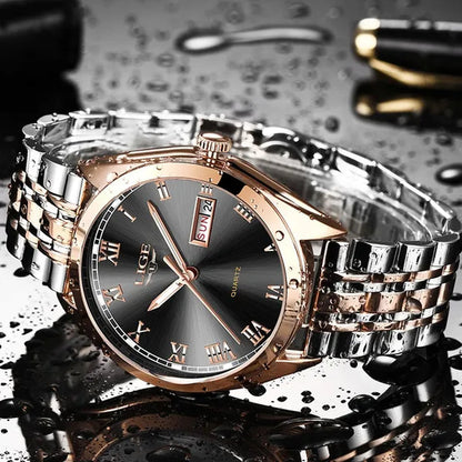 2019 LIGE New Rose Gold Women Watch Business Quartz Watch  Luxury Female Wrist Watch Girl Clock