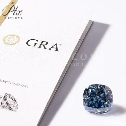 Best Loose Gemstones Moissanite Diamond Excellent Crushed Ice Cushion Cut Dark Vivid Blue Color Stone For Jewelry Diamond Ring