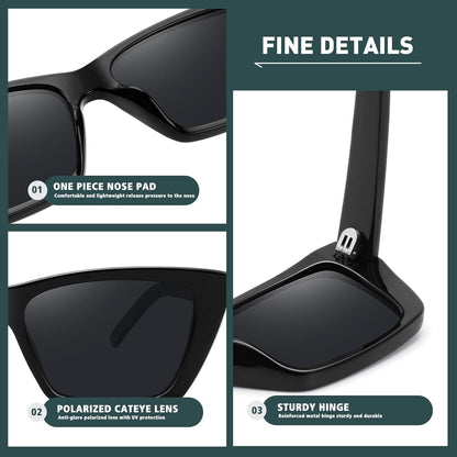 Narrow Small Vintage Polarized Cat Eye Sunglasses for Women