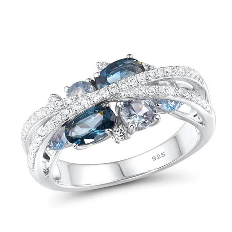 Trendy Luxury Rings for Women Shimmering Blue Spinel with Zircon Rings Romantic Valentine's Day Birthday Gift Bridal Wedding Party Anniversary Gift Fine Jewelry