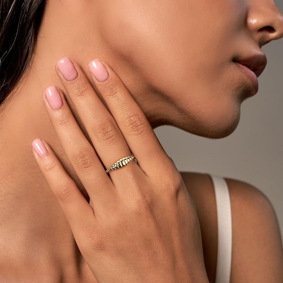 Chunky Gold Rings 14K Gold Plated Statement Dome Band Rings Jewelry for Women Gifts for Her