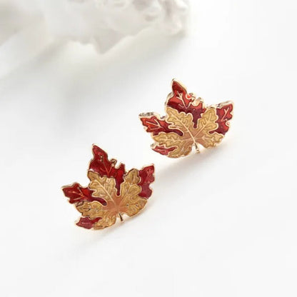 Maple Leaf Small Stud Earrings Gold Earrings Luxury Jewelry
