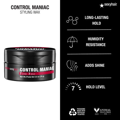 Style Control Maniac Styling Wax | Provides Definition | Long Lasting Shapes and Styles | Adds Shine