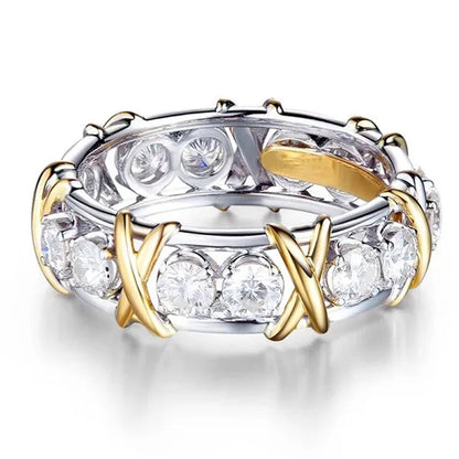 So Sparkling ! 925 Solid Sterling Silver Natural Gemstone White Sapphire Diamond Eternity Stackable Band Ring Wedding Engagement Fine Jewelry