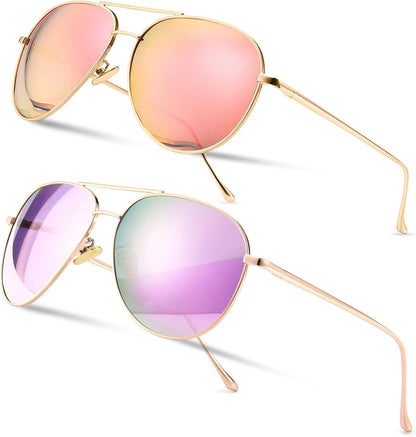 Women's Lightweight Oversized Aviator Sunglasses - Mirrored Polarized Lens