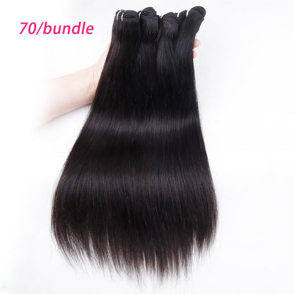 Straight 4 Bundles Human Hair 20 22 24 26 Inch 100% Unpro Cessed Brazilian Virgin Human Hair Bundles Double Weft Weave Bundles Straight Hair 70G/Bundle Hair Natural Color