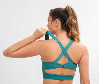 Sports Bras for Women Criss-Cross Back Padded Workout Tank Tops Medium Support Crop Tops for Women