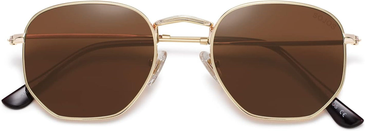 Square Polarized Sunglasses for Women Men Small Hexagonal Polygon Mirrored Lens SJ1072