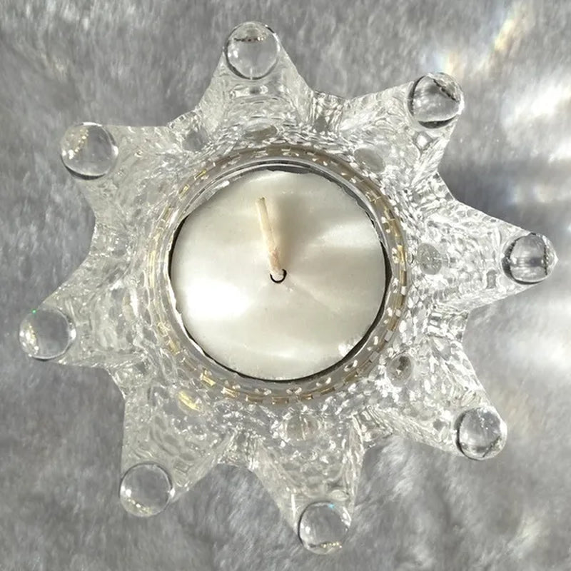 Crown Candlestick Candle Holder Transparent Glass Crystal Wedding Home Decor Big Tealight Candle Stand